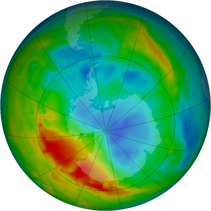 Antarctic ozone map for 04 August 2010
